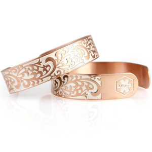 rose gold tone medical alert cuff