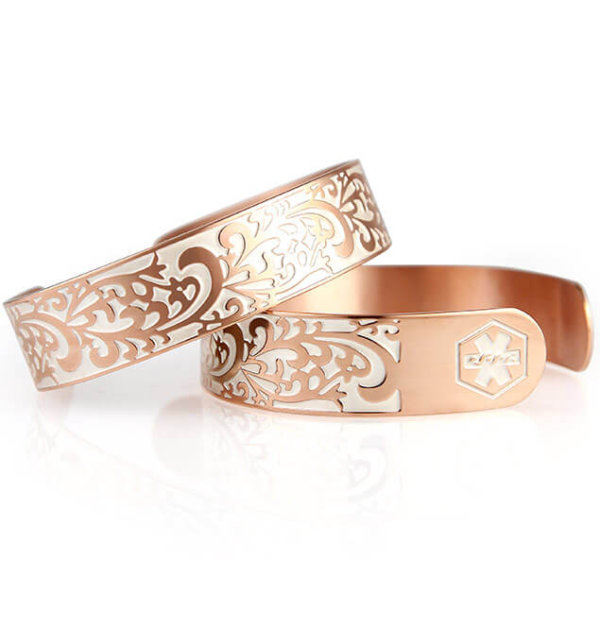 rose gold tone medical alert cuff