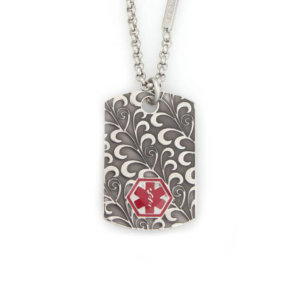 filigree medical alert dog tag necklace