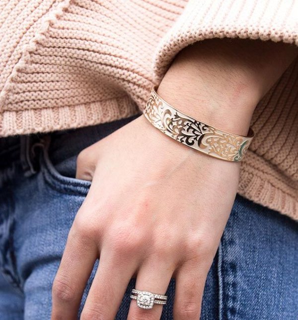 rose gold tone medical alert cuff